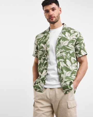 Linen Blend Flower Resort Shirt