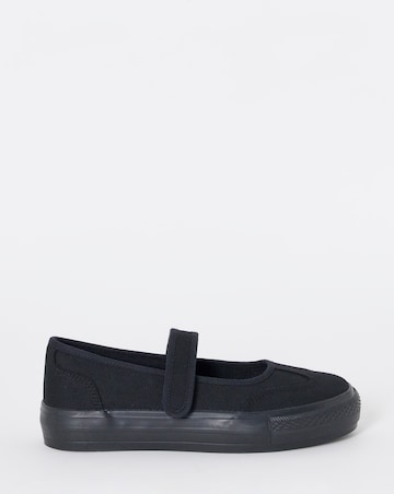 Andrea Mary Jane Canvas Plimsols - Wide Fit (E)