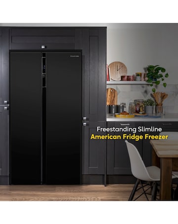 Russell Hobbs RH90AFF201B Slim American Fridge Freezer - Black E Rated
