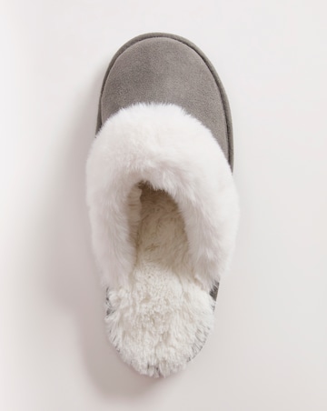 Elyse Faux Fur Mule Slippers - Wide Fit (E)