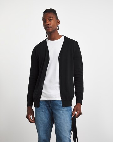 Black Knitted Cotton Cardigan
