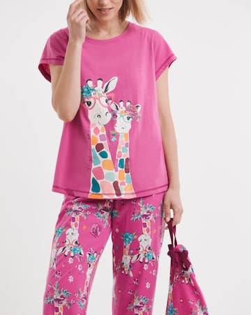 Joe Browns Jersey Pyjamas In A Bag Giraffe Print