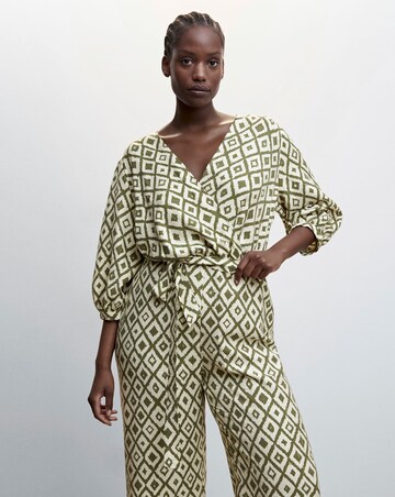 Mango Geometric Print Jumpsuit With Bow