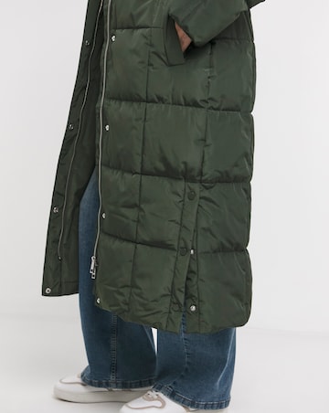 Olive Water Resist Padded Maxi Coat