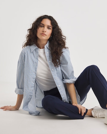 Navy Tailored Straight Leg Trousers