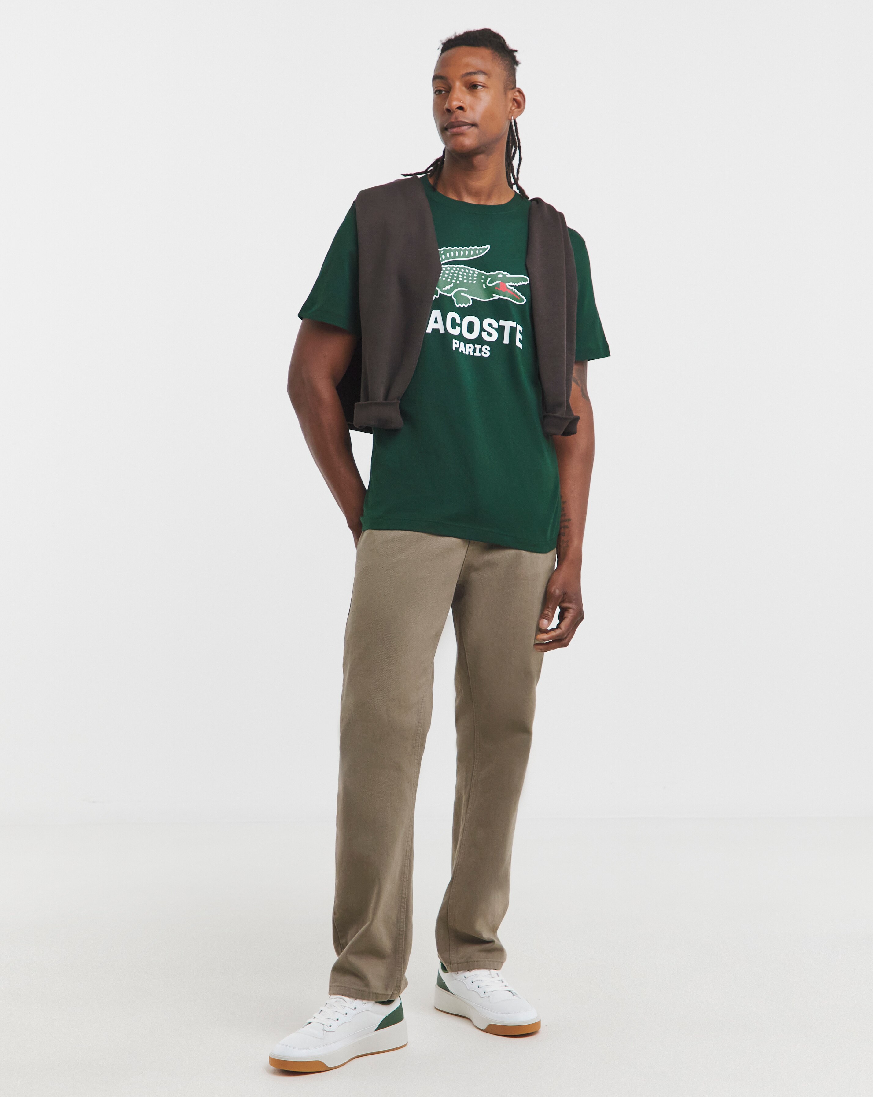 Lacoste Short Sleeve Large Croc Logo T-Shirt - Green | JD Williams