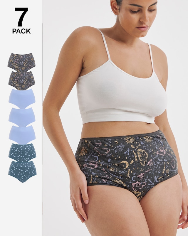 Pretty Secrets (7 Pack) Cotton Full Fit Brief Knickers Star Print