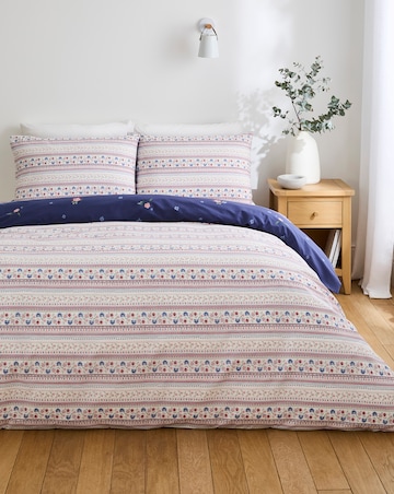 Julipa Ingrid Floral Border Cotton Blend Reversible Duvet Set