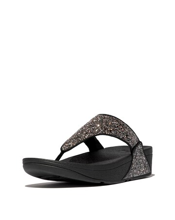 Fit Flop Black Multi Lulu Glitter Toe-Post Sandals -Standard Fit (D)