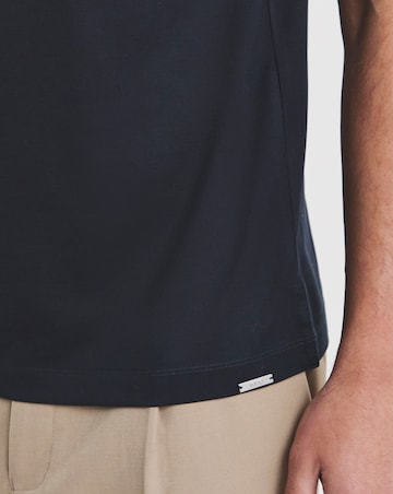 Folio Mercerised Supima Trophy Neck Polo- Navy