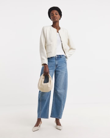 Collarless Boucle Blazer