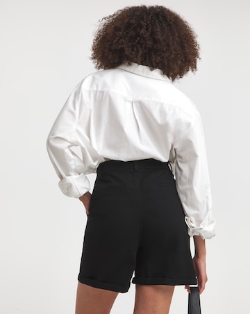 Black Stretch Turn Up Chino Shorts