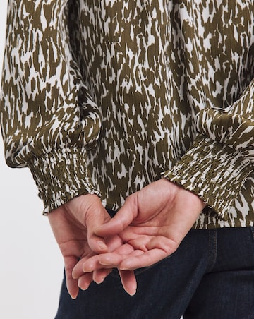 Printed Satin Raglan Sleeve Blouse