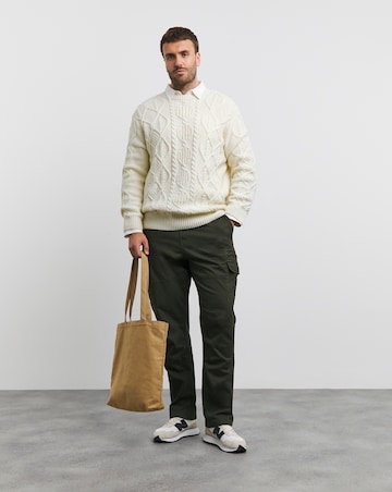 Wool Blend Ecru Chunky Crew Neck Jumper
