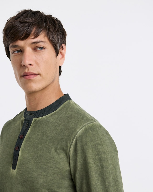 Joe Browns Long Sleeve Henley - Khaki, Long Length