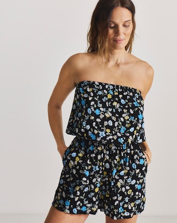 Ditsy Floral Shirred Bandeau Beach Playsuit