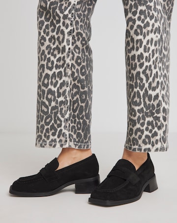 Westerly Low Block Heel Suede Loafers - Wide Fit (E)