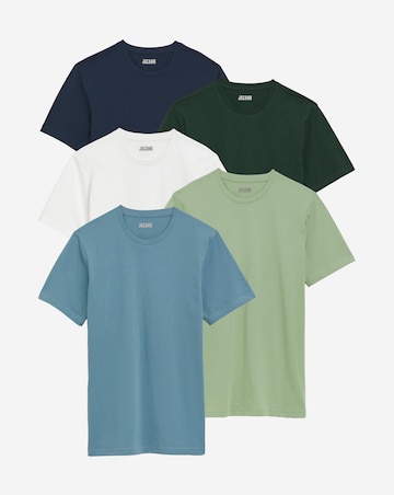 5 Pack Multi Crew Neck T-shirts Long Length