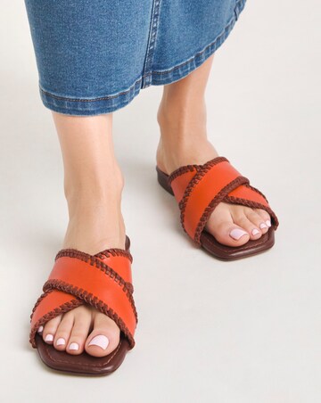 Miley Leather Crossover Slide - Wide Fit (E)