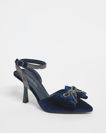 Lorca Velvet Bow Trim Heeled Shoes - Wide Fit (E)