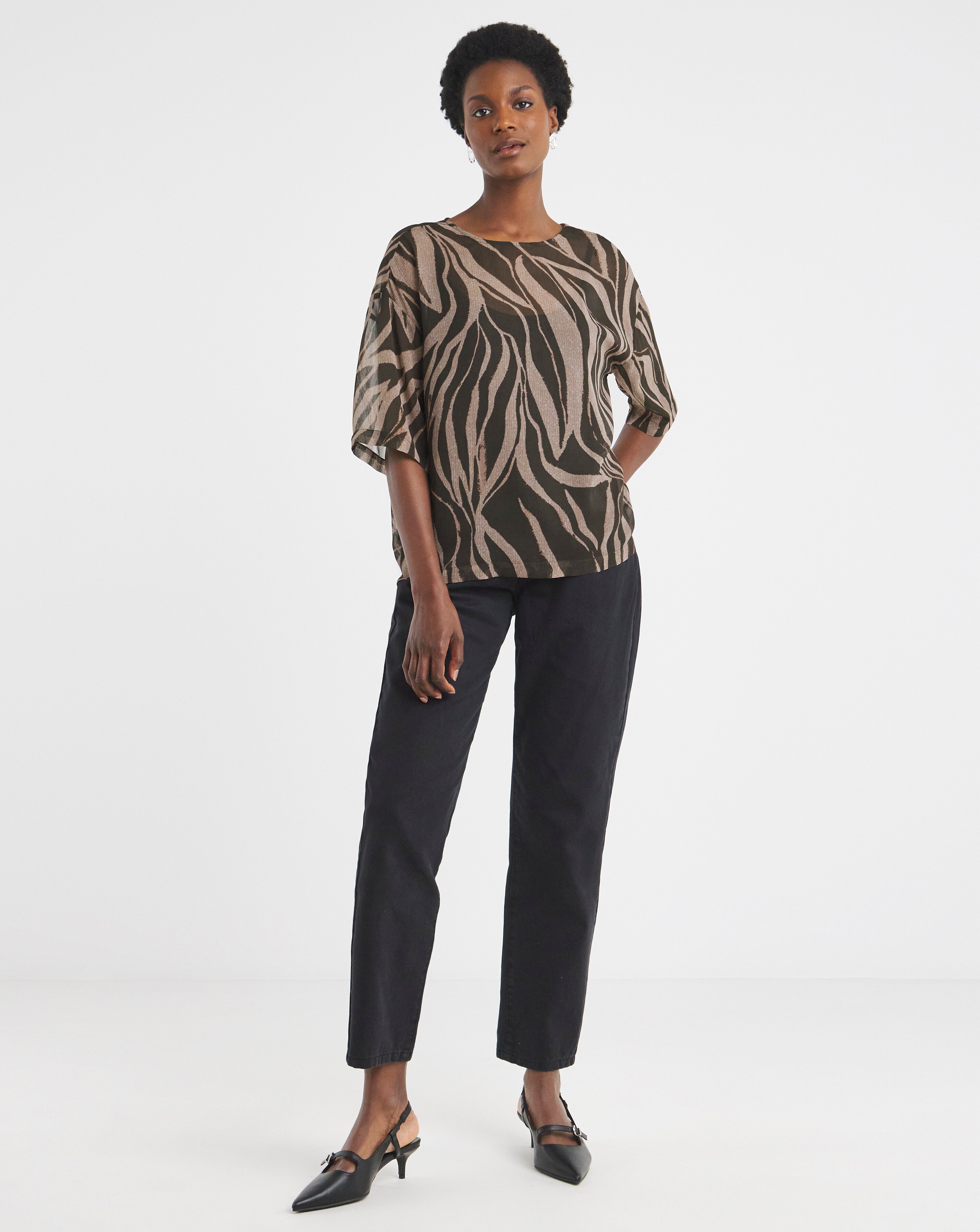 Woven Crepe Short Sleeve Boxy Top | JD Williams