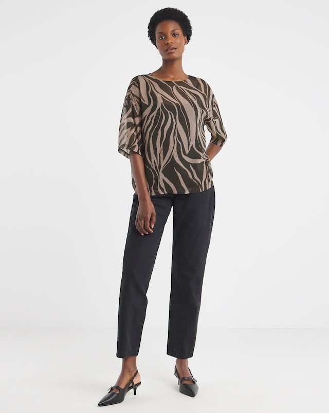 Chiffon Short Sleeve Boxy Top