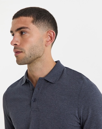 Long Sleeve Pique Polo- Denim Marl