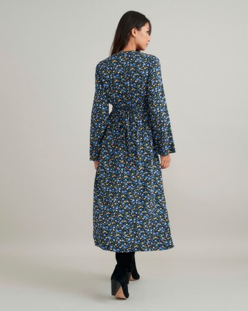 Nobody's Child Lydia Midi Dress Blue and Yellow Ditsy Floral
