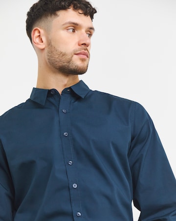 Navy Long Sleeve Formal Shirt Long