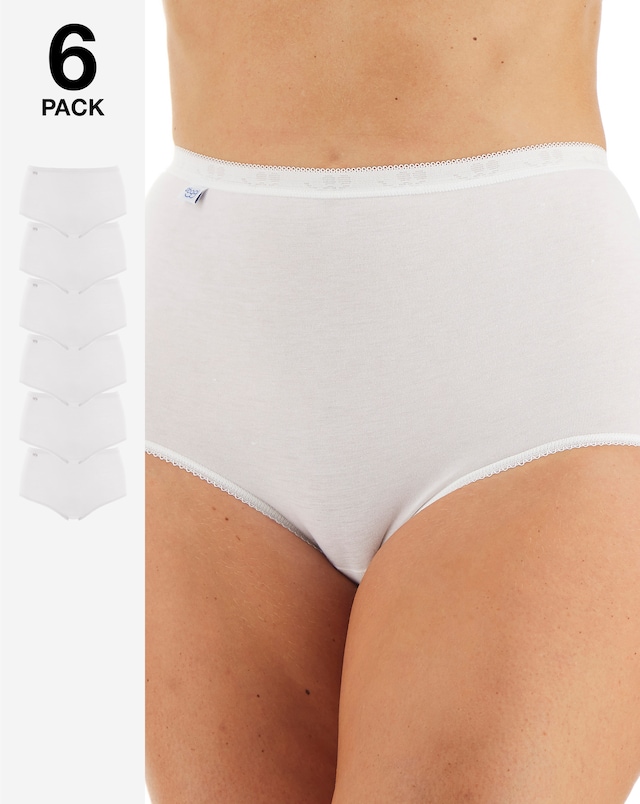 Sloggi (6 Pack) Cotton Basic Maxi Knickers, Black, Skintone or White
