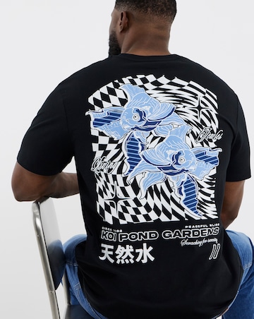 Jack & Jones Koi Pond Back Graphic T-Shirt - Black