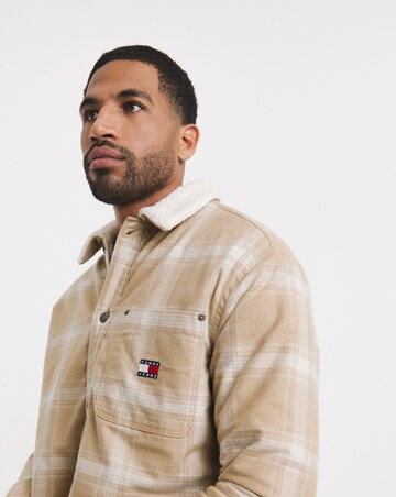 Tommy Jeans Check Teddy Mix Overshirt - Tan