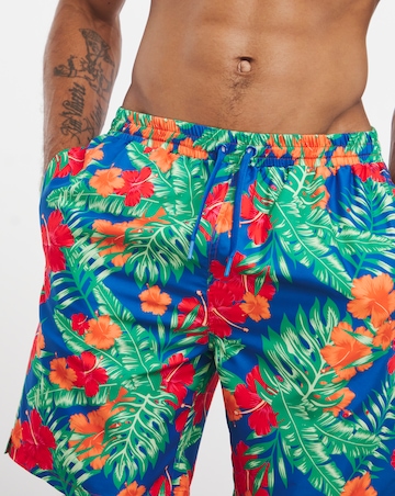 2 Pack Tropical Print Swim Shorts Long