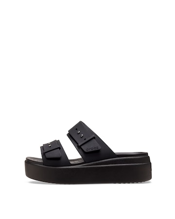 Crocs Black Brooklyn Low Wedge Slider Sandals