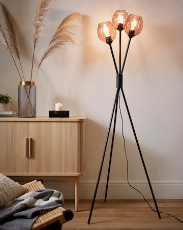 Plum Glass Tripod Floor Lamp