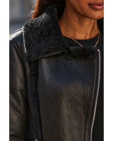 Sosandar Faux Shearling Aviator Jacket