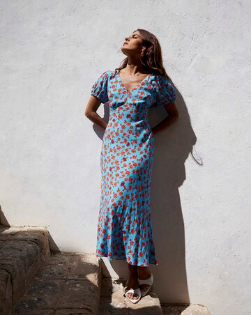 Ro&Zo Red Tulip Print Moroccan Dress