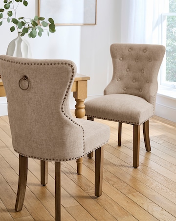 Mabel Button Back Studded Pair of Dining Chairs