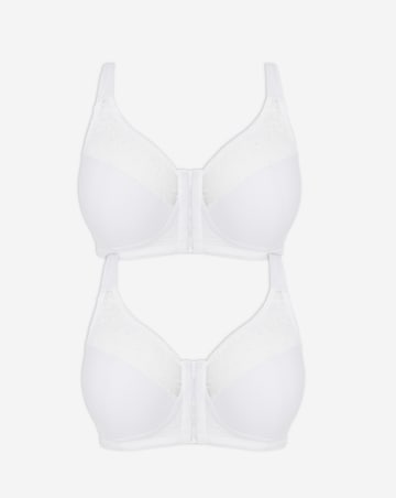 Pretty Secrets (2 Pack) Cotton Lace Front Fastening Non Wired Full Cup Bras