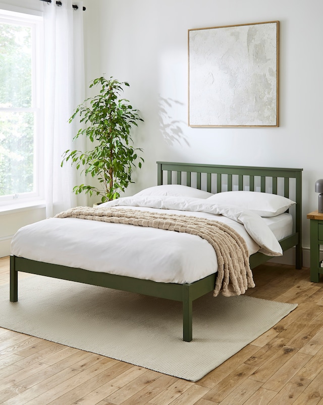 Bosworth Solid Wood Bed Frame With Slatted Headboard