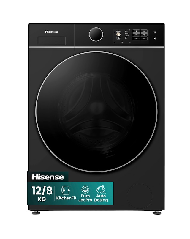 Hisense KitchenFit 5i Series WD5I1245BBR 12kg/8kg Washer Dryer - Black