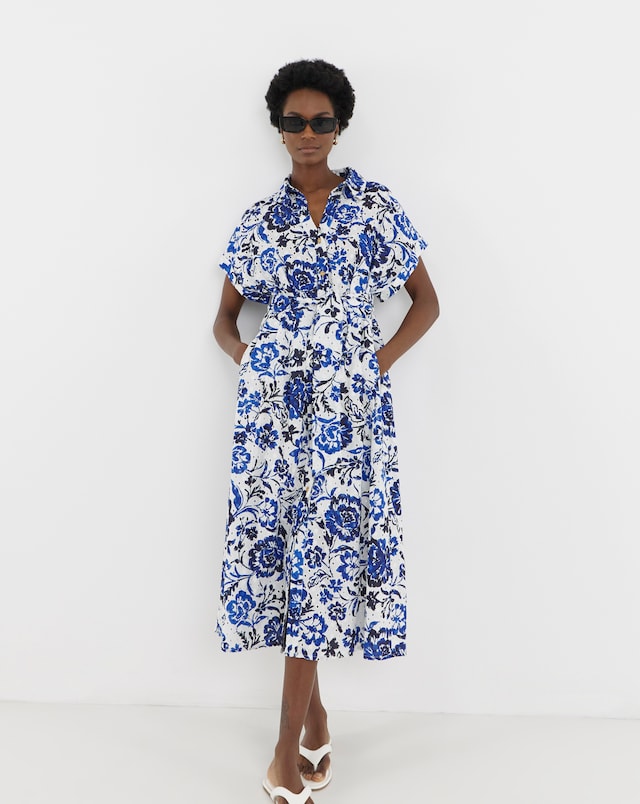 Printed Broderie Shirt Dress