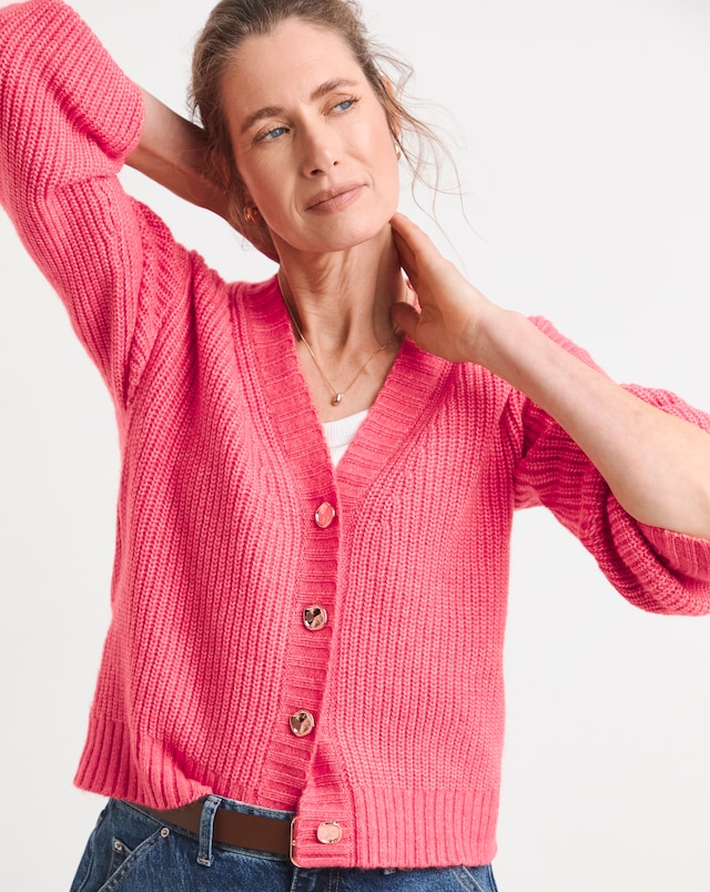 Ribbed V Neck Cardigan
