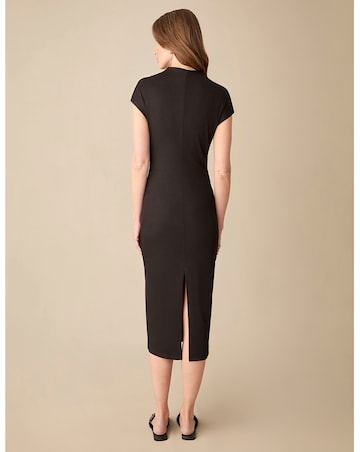 Ro&Zo Black Rib Jersey Ruched Waist Midi Dress