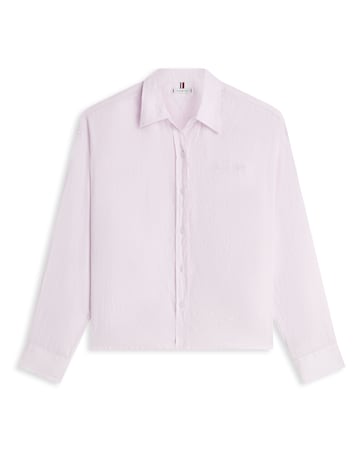Tommy Hilfiger Linen Round Hem Long Sleeve Shirt