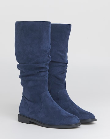 Pebble Knee High Ruched Boots - Wide Fit (E) & Standard Calf