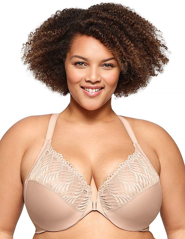 Glamorise Plus Size Front-Close T-Back WonderWire 1246