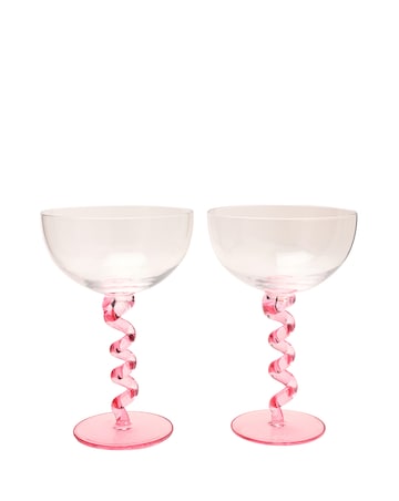 Raspberry Blossom Pair Of Coupes With Wiggle Stems In A Giftbox