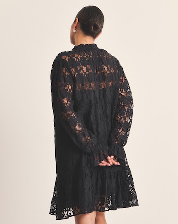 Simply Be Black Lace Ruffle Mini Dress