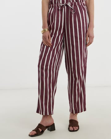 Plum Stripe Linen Mix Barrel Leg Trouser